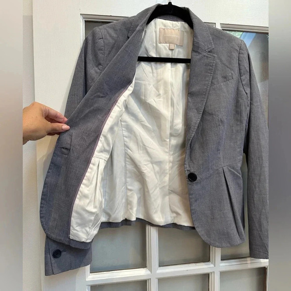 Banana Republic Blue Grey One Button Classic Blazer Jacket Size 0 XS - Picture 3 of 12
